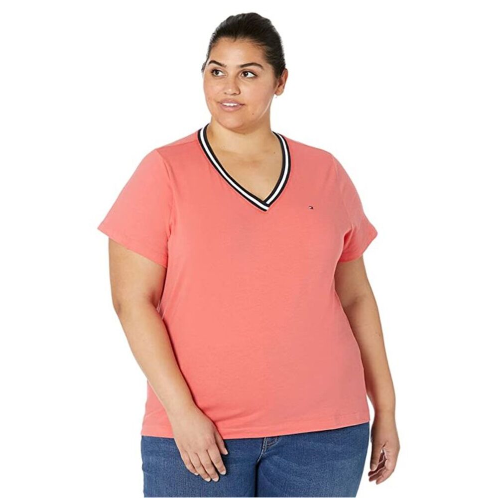 Tommy Hilfiger Womens Contrast Trim Basic T-Shirt, , Plus Size, 3X, DM